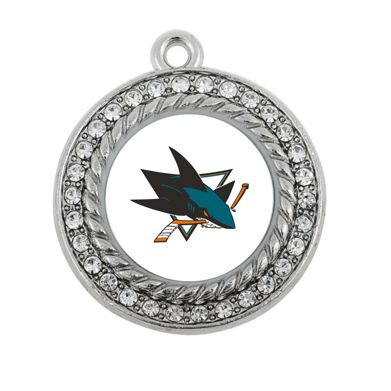 SJ Sharks CHARM ANTIQUE SILVER PLATED JEWE..